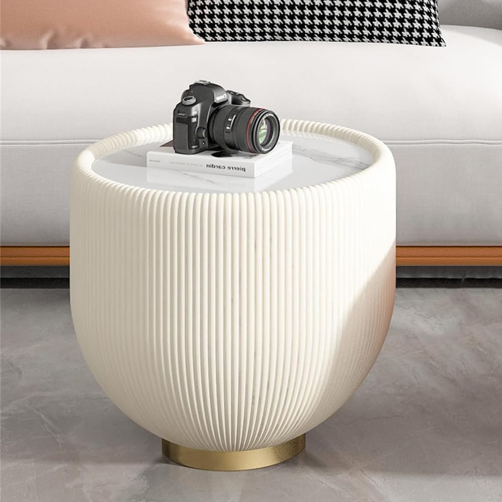 Round Side Table Coffee End Tables for Living Room, Bowl Shape Snack Accent T...