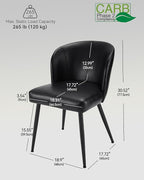 Dining Chairs Set of 4, Upholstered Kitchen Chairs with Faux Leather Cushion Seat and Metal Legs, Mid Century Modern Dining Room Chair for Kitchen, Living Room, Easy Assembly, Black