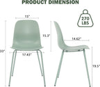 Mid Century Kitchen Chairs Set of 4,Green Plastic Dining Chairs Outdoor Chairs with Metal Legs for Living & Dining Room(4pc,Mint Green)