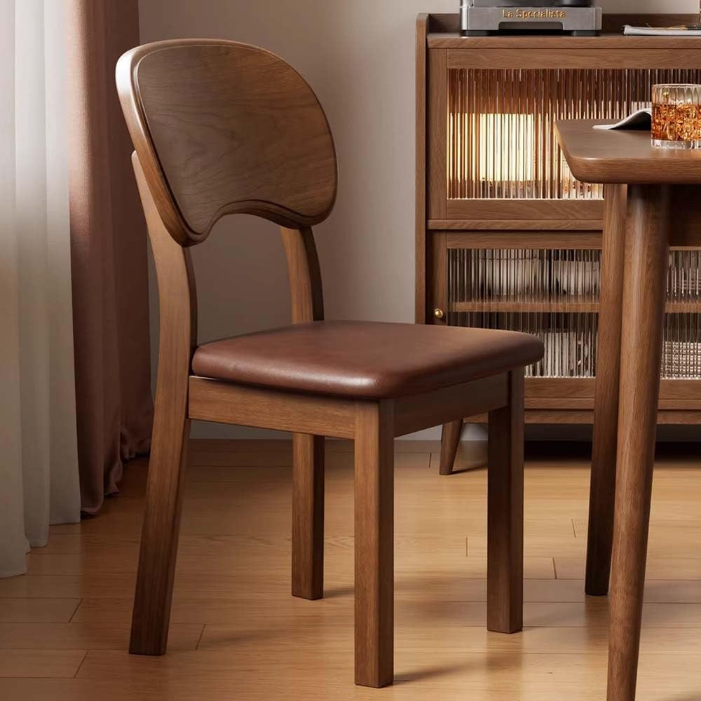 Etlegor Wood Dining Chair with Curved Backrest, Mid Century Modern Makeup Sto...