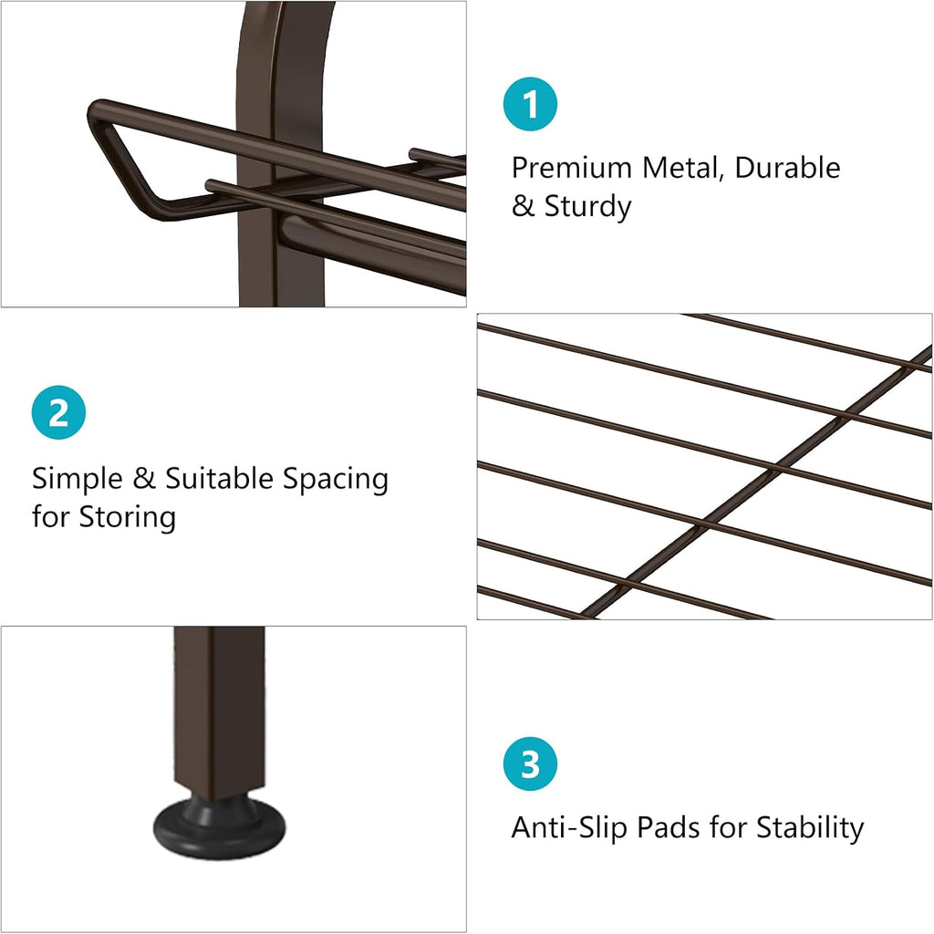 smusei Water Bottle Organizer 7 Tier Free Standing Vertical Metal Water Bottle Rack Shelf Adjustable Water Bottle Beverage Drink Stand Holder for Kitchen Pantry Food Storage, Bronze