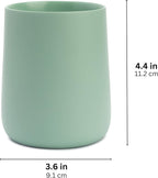 Matte Sage Green Toothbrush and Toothpaste Holder and Cup for Bathroom Vanity and Countertop, Round Organizer for Electric Toothbrushes, Floss, Razors, Cotton, and Mouthwash