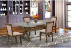 East West Furniture X797MZ716-5 5 Piece Kitchen Table Set for 4 Includes a Rectangle Dining Room Table with X-Legs and 4 Dark Khaki Linen Fabric Upholstered Chairs, 40x72 Inch, Multi-Color