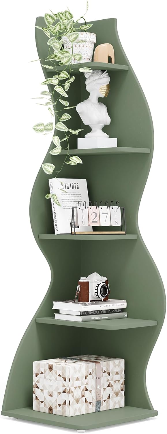 Tribesigns Corner Shelf, Modern 5-Tier Wall Corner Bookshelf, Stylish Corner ...