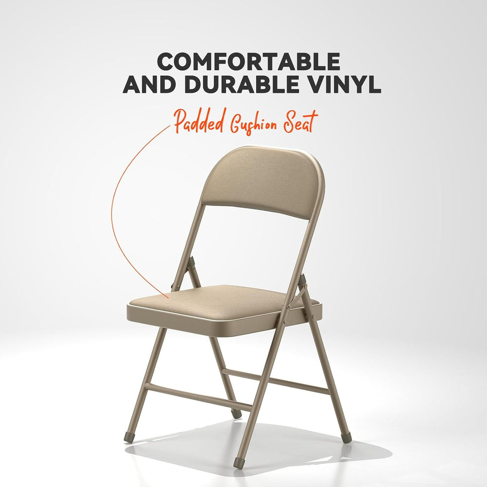 Nazhura Folding Chairs with Padded Vinyl Cushion Chairs with Comfortable Cush...