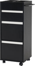 BarberPub Salon Trolley with Drawers Barber Cart Storage Cabinet Beauty Organizer Spa Equipment 2039 (Black)