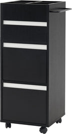 BarberPub Salon Trolley with Drawers Barber Cart Storage Cabinet Beauty Organizer Spa Equipment 2039 (Black)