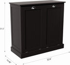 KEIKI Tilt-Out Laundry Sorter Cabinet with 2 Compartments, Pull Out Laundry Hamper Station with Storage for Laundry Organizers and Storage, Black