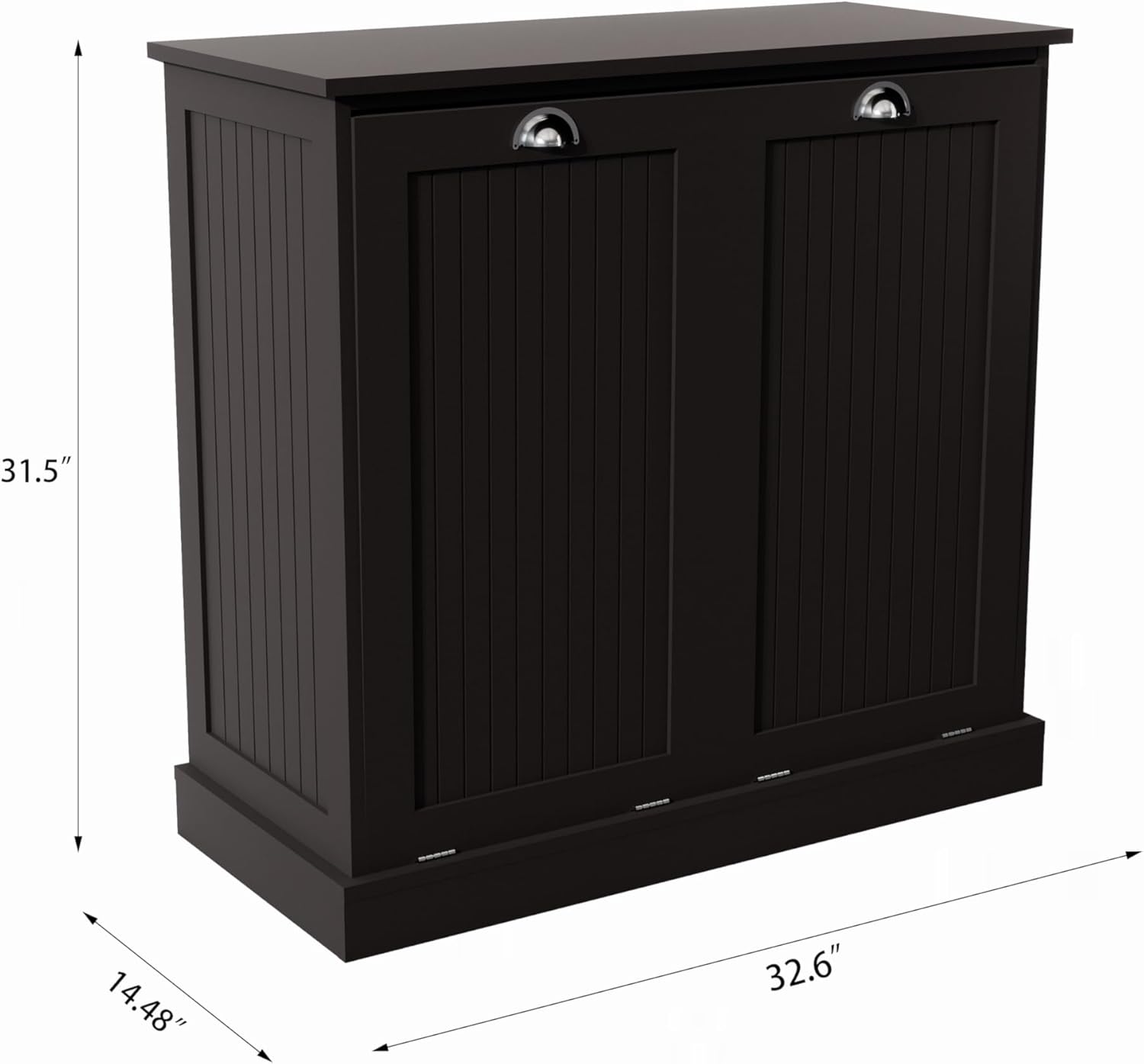KEIKI Tilt-Out Laundry Sorter Cabinet with 2 Compartments, Pull Out Laundry Hamper Station with Storage for Laundry Organizers and Storage, Black