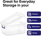 Superio Clear Storage Bins with Lids, 28.5 Quart BPA Free Plastic Containers, Transparent Boxes for Organizing, Stackable Crates, Organizer Totes for Home, Office, School, and Dorm