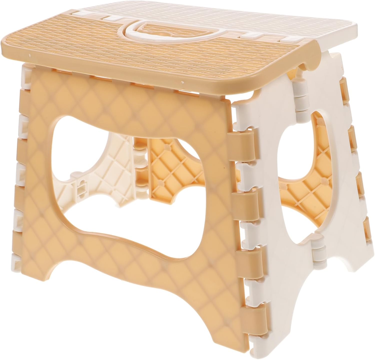 Milisten Portable Folding Step Stool Non-Slip Bathroom Kitchen Stool for Adults and Compact Design for Easy Carrying Beige Color Large