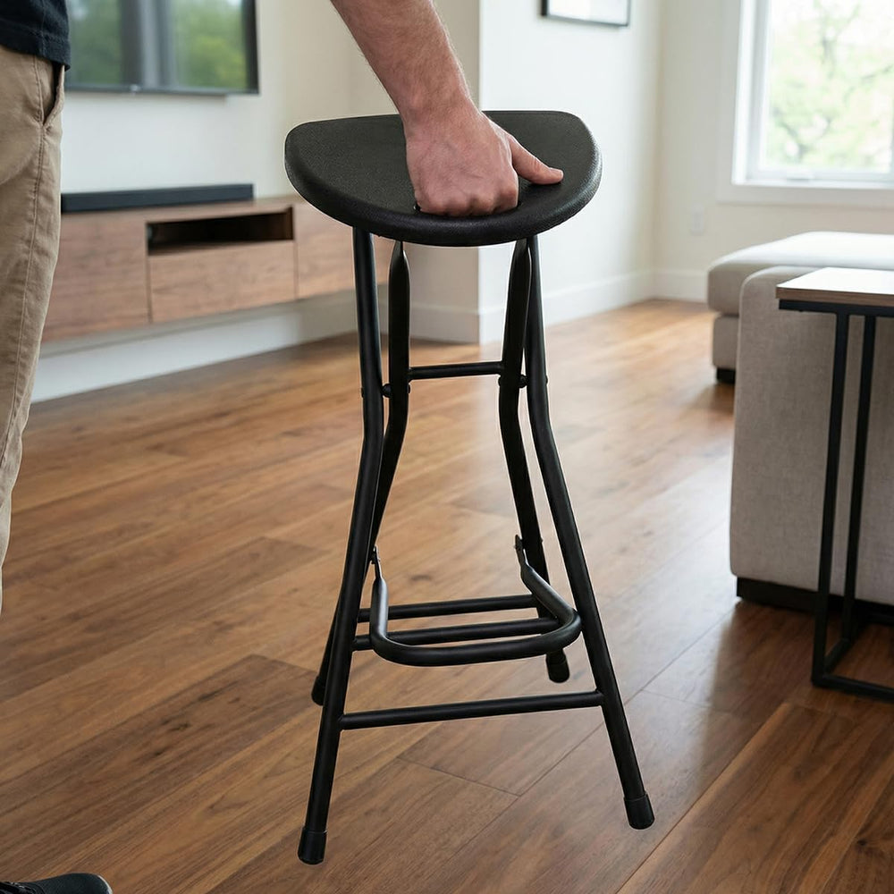 28 inch Black Bar Stool,Portable Stool for Adults Foldable Stools with Handle...