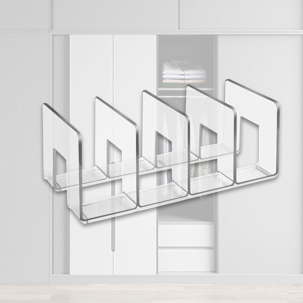 Wardrobe Divider Shelf Purse Organizer for Closet Shelf Dividers Purse Display Stand for Libraries, Clear