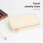 Travel Jewelry Case, Small Jewelry Organizer Box Portable Jewellery Box for Rings Earrings Necklaces Bracelets, Beige C