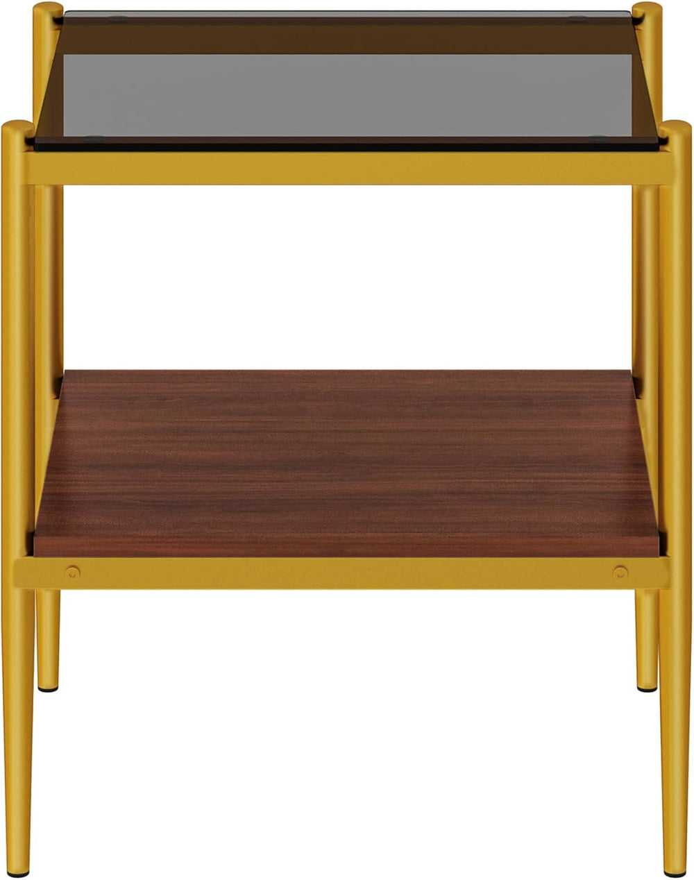 Set of 2 Rectangle End Tables, Gray Tempered Glass Top, Living Room | Sturdy ...