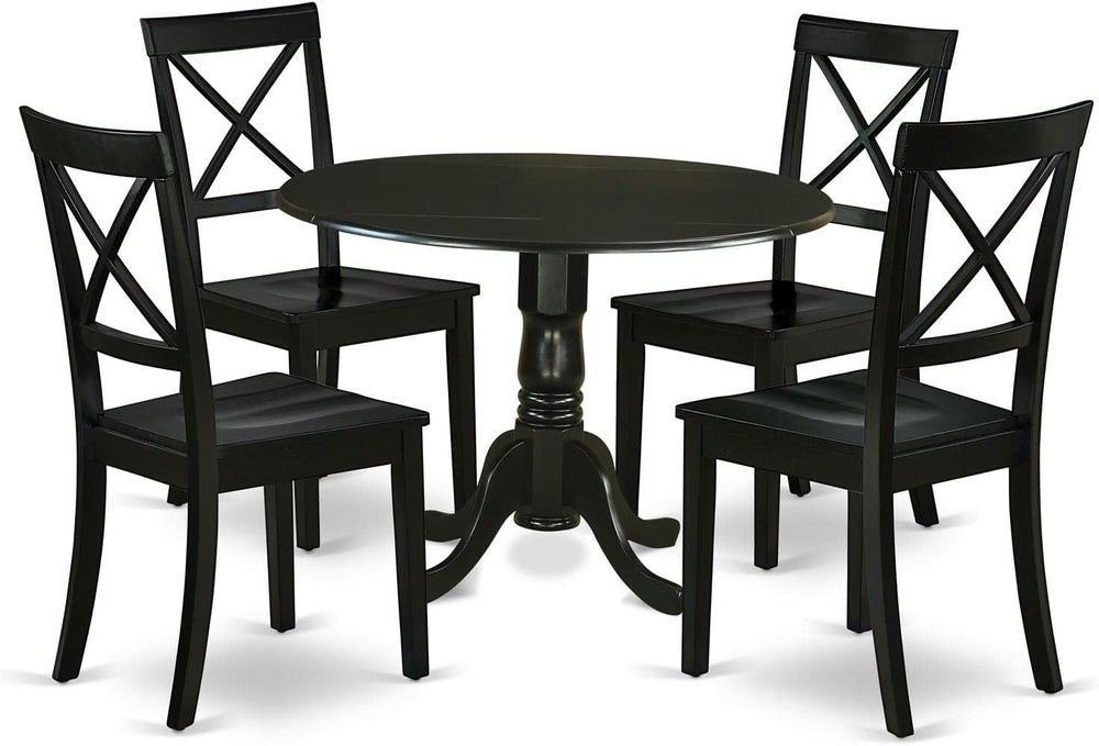 East West Furniture DLBO5-BLK-W 5 Piece Dinette Set for 4 Includes a Round Di...
