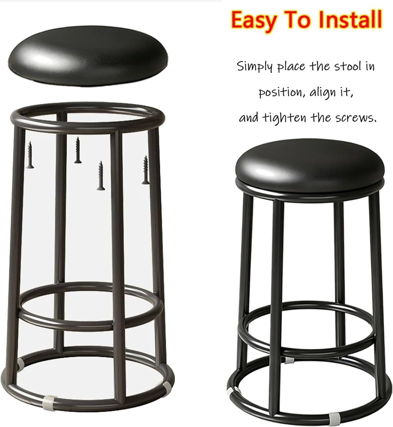 22in, 26in, 30in, Bar Stools, Round Counter Stools, Commercial Chair, Office Desk Guest Chair, Easy Assembly, for Bar, Kitchen, Dining Room(Yellow,55cm/22in)