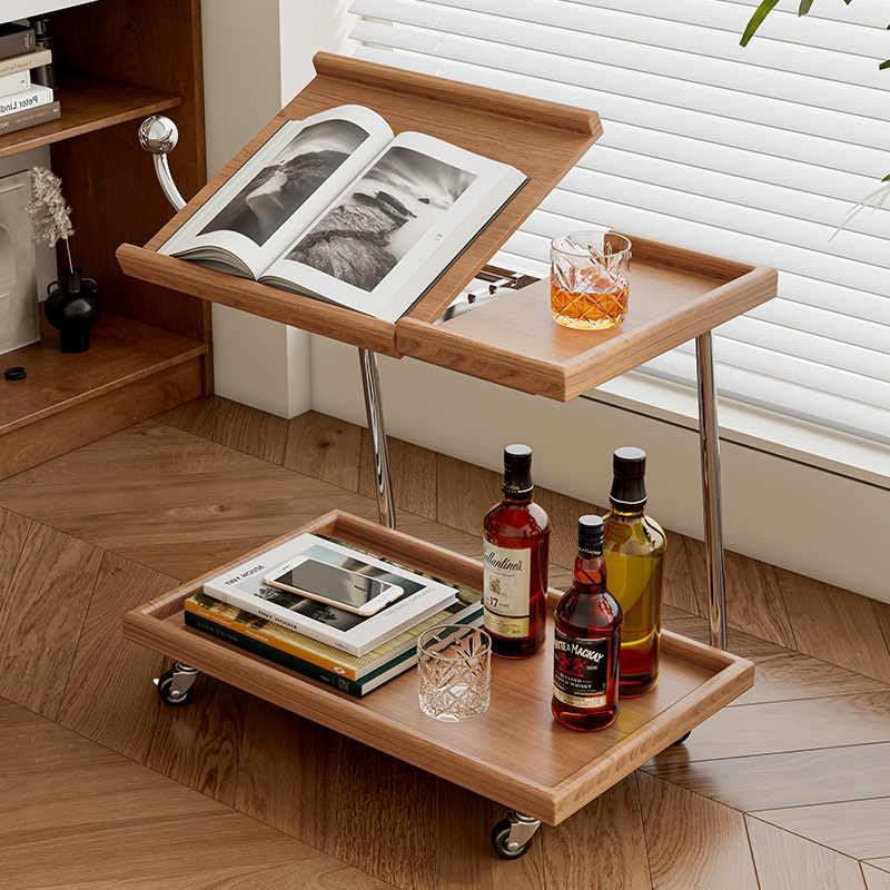 Nordic Solid Wood Movable Flip Top Side Table – Multi-Functional Adjustable R...