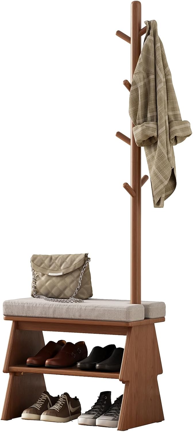 Coat Rack with Shoe Storage,Shoe Rack whit 8 Hook for Offices、Bedroom、Living ...