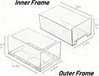 2 Pack Stackable Pull-Out Storage Drawers，Plastic Clear Organizer Bins with Handles，Easily Clean for Undersink，Cabinet，Fridge，Closet，Pantry，Office，Bathroom