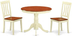 East West Furniture ANTI3-WHI-W 3 Piece Dining Table Set for Small Spaces Contains a Round Kitchen Table with Pedestal and 2 Dining Chairs, 36x36 Inch, Buttermilk & Cherry