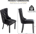 Kiztir Velvet Dining Chairs Set of 2, Upholstered Dining Room Chairs with Ring Pull Trim and Button Back, Luxury Tufted Modern Dining Chair for Living Room, Bedroom, Kitchen (Black)