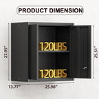 Steel Wall Cabinet, Metal Locking Wall Cabinet, Wall Hanging Metal Cabinet for Garage Tool Storage, Wall Mount Tool Cabinet for Garage, Laundry Room, Pantry, Black