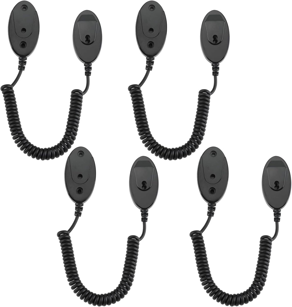 Magnetic Remote Leash Control Holder with Security Cable, Retractable Tidy Anti-lost Rope Organizer Easy Installation Stable Suitable for Projector TV Fan and Air Conditioner Remotes (4Pcs Black, S)
