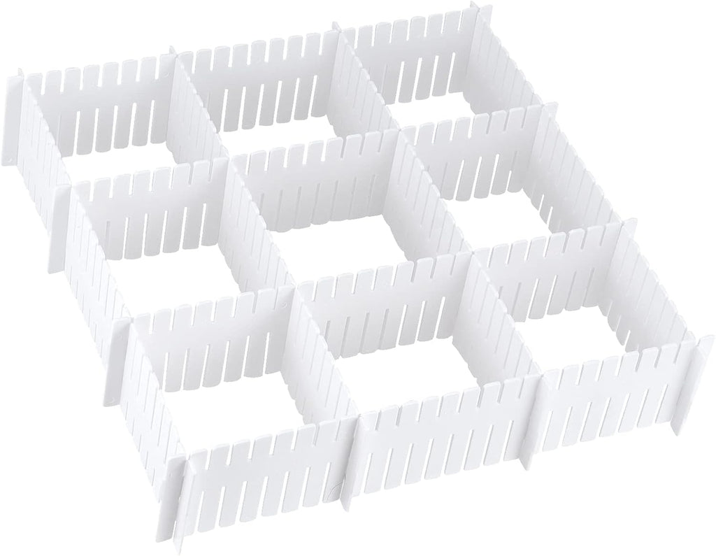 72 Pieces DIY Plastic Grid Drawer Organizer, 12.6 Inch Plastic Grid Drawer Dividers, Plastic Adjustable Drawer Dividers Organizer for Sock, Underwear, Scarf, White