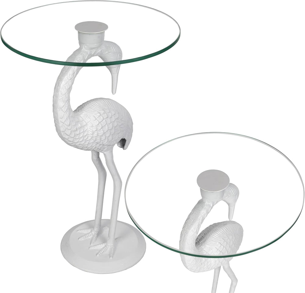 Eyely DNE1006C Maxine 25" Classic Mid-Century Glass Top Flamingo End Tab...