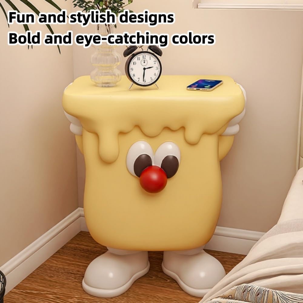 Modern Creative Resin Side Table, Cute Simple Bedside Table for Small Space, ...