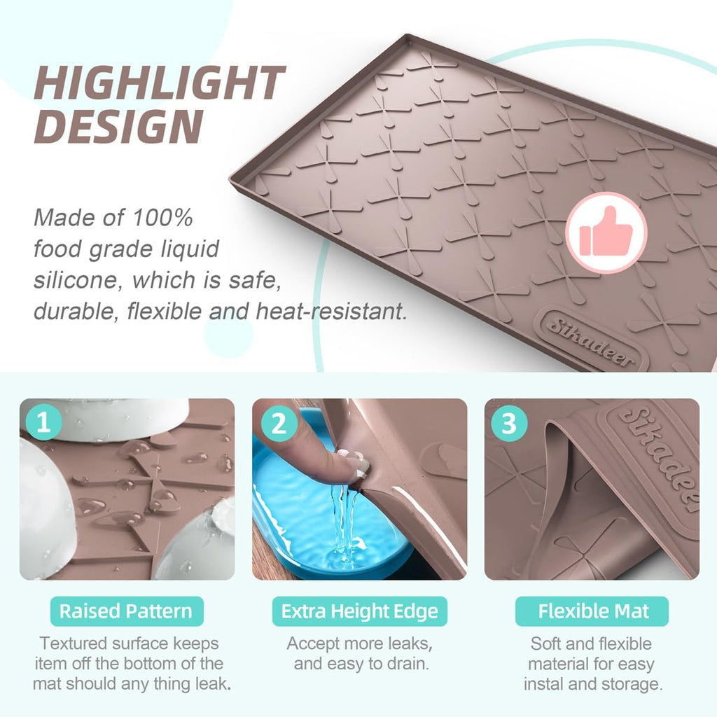 SIKADEER 31" x 19" Under Sink Mat Waterproof, Silicone Mat Kitchen Drawer Shelf and Cabinet Liner, Sink Protector for Kitchen Organizers and Storage, Boot Tray Pet Food Mats