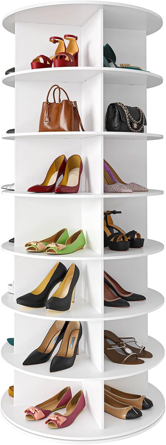 SpaceAid 7 Tier Rotating Shoe Rack Tower, Spinning Shoe Display Lazy Susan, R...
