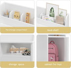 Kids Desk and Chair Set,Study Desk for Kids with Hutch, Storage Cabinet, Wooden Children Study Table, Student Writing Desk Computer Workstation for Kids Bedroom & Study Room,White