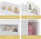 White Kids Desk with Chair, Study Desk for Boys Girls with Hutch, Storage Cabinet, Wooden Children Study Table, Student Writing Desk Computer Workstation for Kids Bedroom & Study Room,White