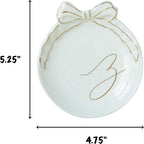 COLLECTIVE HOME - Personalized Initial Ceramic Jewelry Tray with Bow, Christmas Gift Ideas for Women, Small Gift for Girlfriend Wife, Ring Holder, Earrings Dish, Birthday Gift for Her (Z)