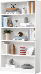 NicBex 59.8“ Heavy Dute Wood Bookcase with Adjustable Shelves, Modern Manga Bookshelf for Living Room, Office, Small Spaces, Manga and Book Shelves Storage, Tip-Over Resistant, 33" Wide White
