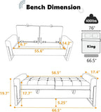67" Storage Bench for Bedroom, End of Bed Bench King Size, Brown | Double Lids Storage Ottoman Bench with Golden Legs, Upholstered Velvet Bench for Foot of Bed Window Living Room Entryway