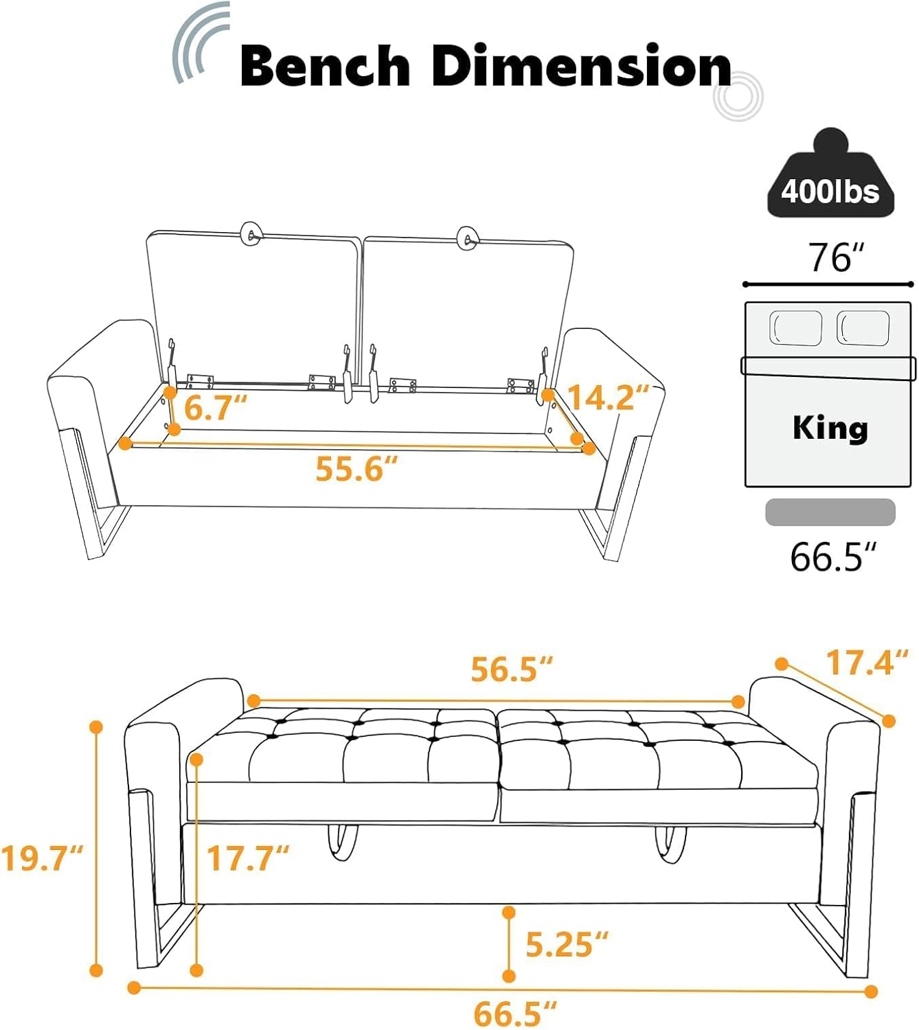 67" Storage Bench for Bedroom, End of Bed Bench King Size, Brown | Double Lids Storage Ottoman Bench with Golden Legs, Upholstered Velvet Bench for Foot of Bed Window Living Room Entryway