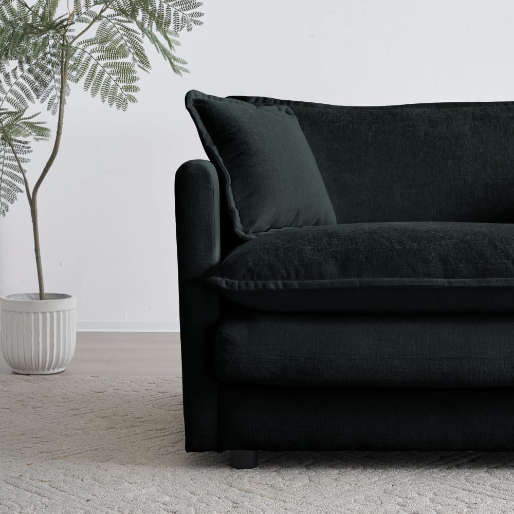 Chenille Ottoman Footrest for 2, 3, and 4 Seater Sofas, Black
