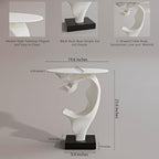 Modern Artistic Coffee Table, Luxury Semicircular Side Table, High-Strength FRP Frame, Artistic Design End Table for Living Room, Bedroom, or Office