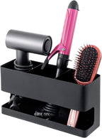 MyGift Hair Tool Organizer, 3-in-1 Metal Hair Dryer Holder, Wall Mounted Blow Dryer Holder, Black Bathroom Organizer for Curling Irons, Hair Straighteners, Hair Brush Holder and Hot Tools