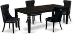 East West Furniture LGDA5-BLK-24 5 Piece Kitchen Table Set Contains a Rectangle Dining Table with Butterfly Leaf and 4 Polyester Fabric Upholstered Chairs, 42x84 Inch, Black