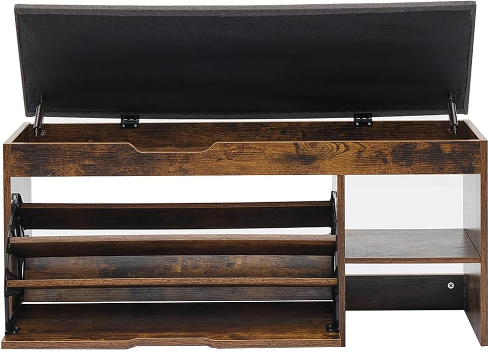 Shoe Storage Bench with Flip Drawers & Lift Top Storage Box, Entryway Ben...