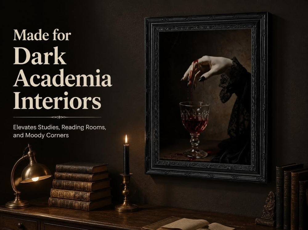 EIDHFBFJ Vintage Gothic Vampire Framed Wall Art Vampire Hands Blood Wine Glas...