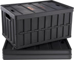VEVOR 65L Collapsible Storage Bins with Lids 3 Packs, Stackable Utility Crates with Handles, Large Folding Containers for Organizing Tools, Books, Food, Drinks, Camping&Transport
