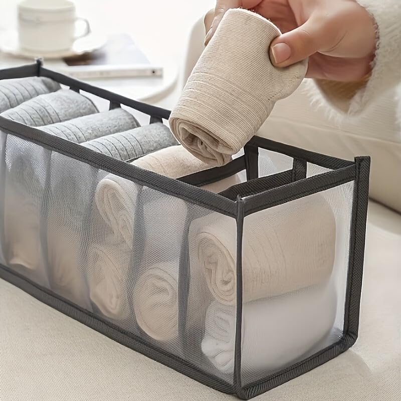 Space Saving Mesh Socks Underwear Belt Organizer, Nylon Drawer Dividers for Closet Storage and Dresser Organization(1pc)