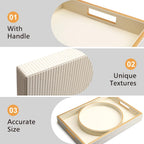 SANZIE Leather Tray Desktop Storage Organizer Premium Serving Tray Decorative Tray Valet Tray for Sundries Cosmetics Phone Wallet Cutlery (White Platter)