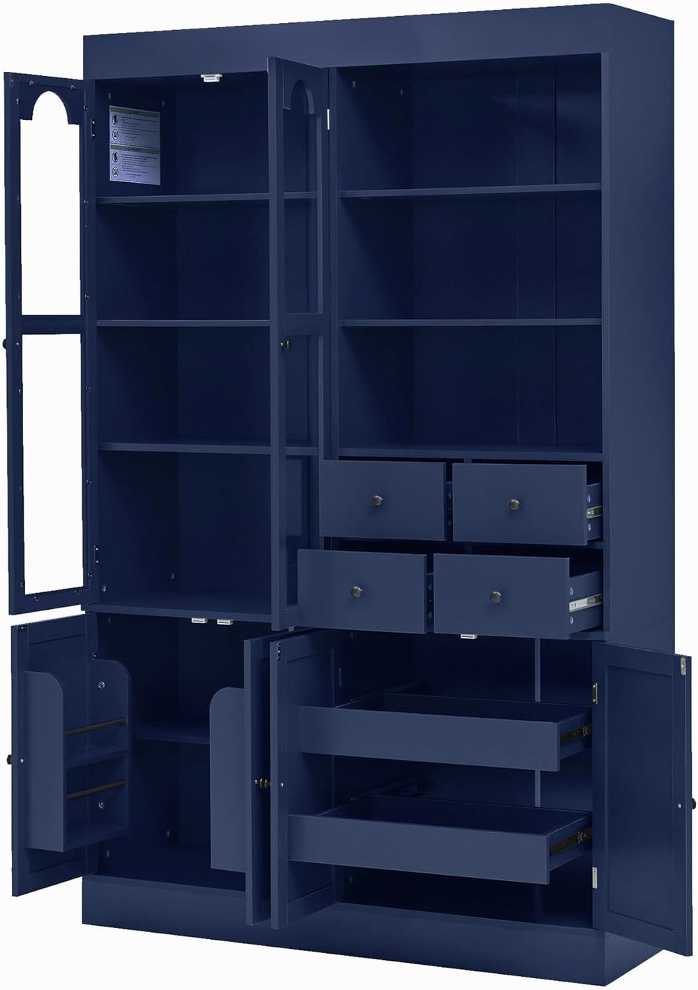 Freestanding Tall Kitchen Pantry Cabinet with 4 Drawers, Door Shelves and Pul...