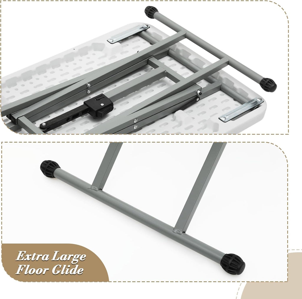 Athena Collection 26" Folding TV Tray Table with 5 Height Adjustable, White | Sturdy & High Quality, Stain Resistant HDPE Tabletop, Quick Setup & Folds Flat for Eating or Laptop Use on the Couch